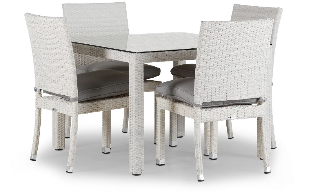 Bahia Gray 40" Square Table & 4 Chairs