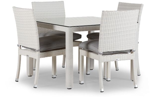 Bahia Gray 40" Square Table & 4 Chairs