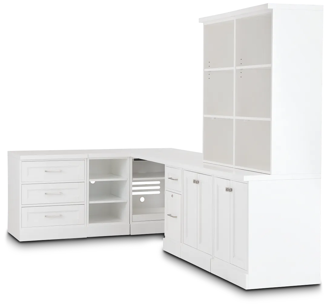 Newport White 5 Piece L Desk