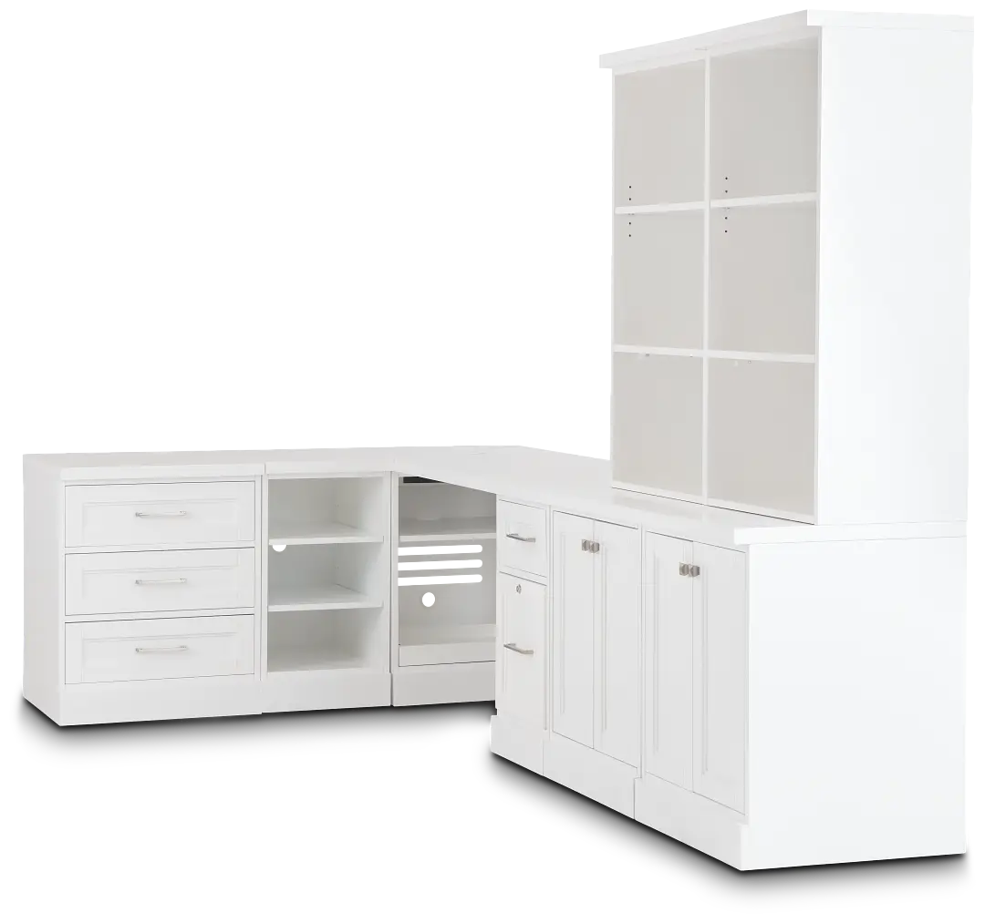 Newport White 5 Piece L Desk Newport White 5 Piece L Desk