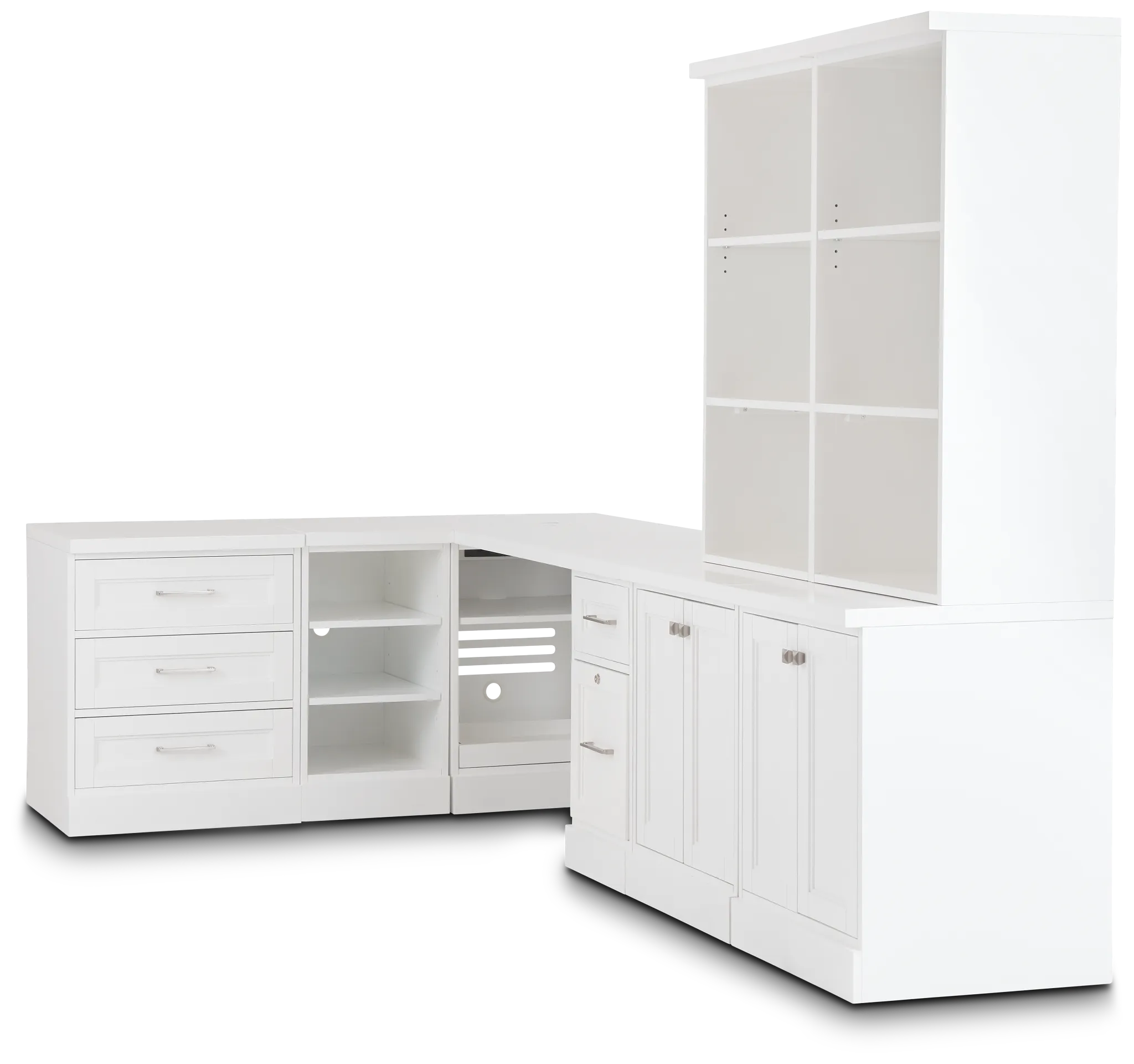 Newport White 5 Piece L Desk