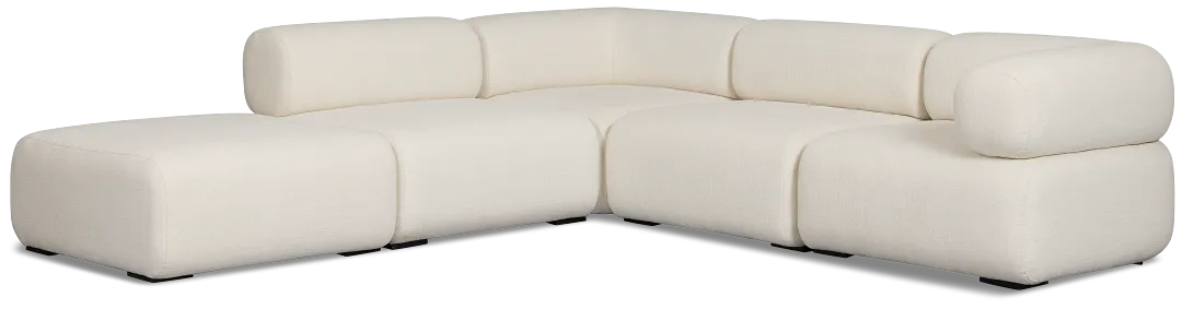 Celeste Light Beige Fabric 5-piece Left Facing Bumper Sectional