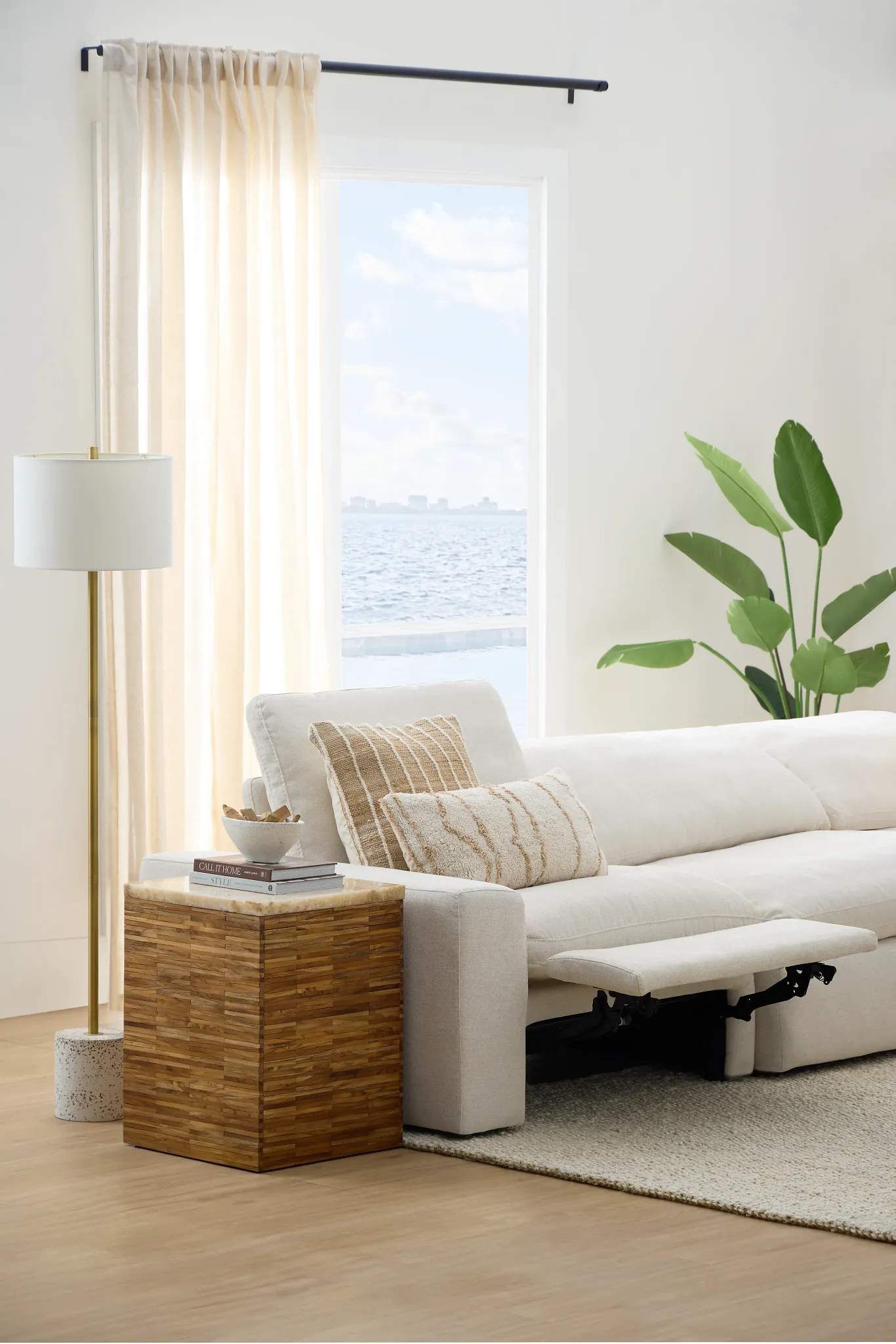 Drift Light Beige Fabric Medium Triple Power 2-arm Sectional