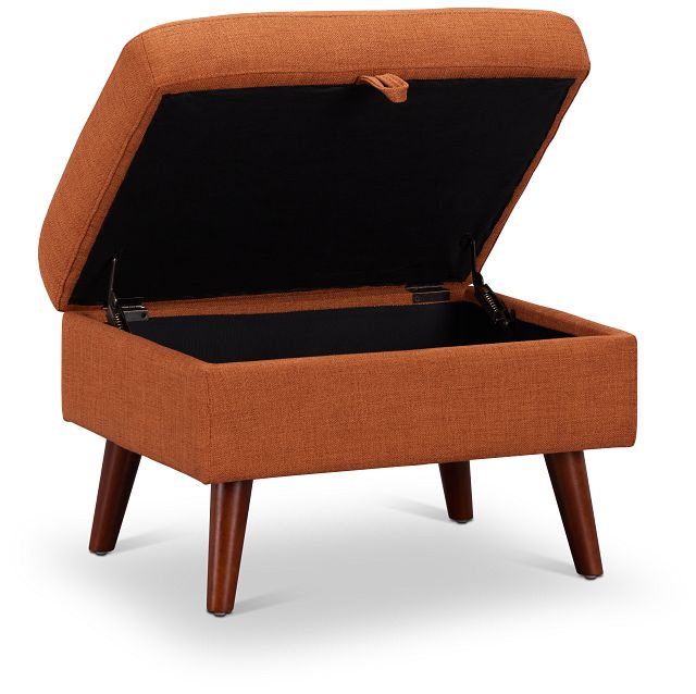 Raya Orange Fabric Storage Ottoman