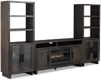 Richmond Gray 64" Door Pier Entertainment Wall With Fireplace