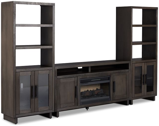 Richmond Gray 64" Door Pier Entertainment Wall With Fireplace (1)