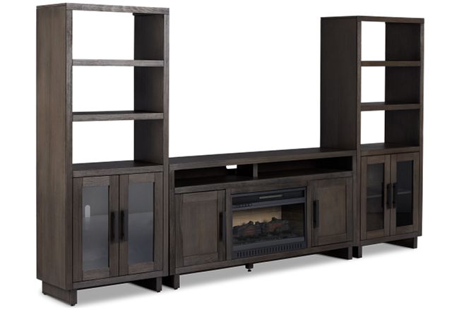 Richmond Gray 64" Door Pier Entertainment Wall With Fireplace
