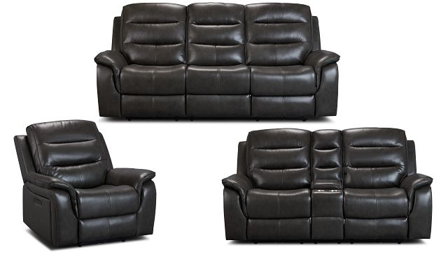 Maverick Dark Gray Lthr/vinyl Power Reclining Living Room