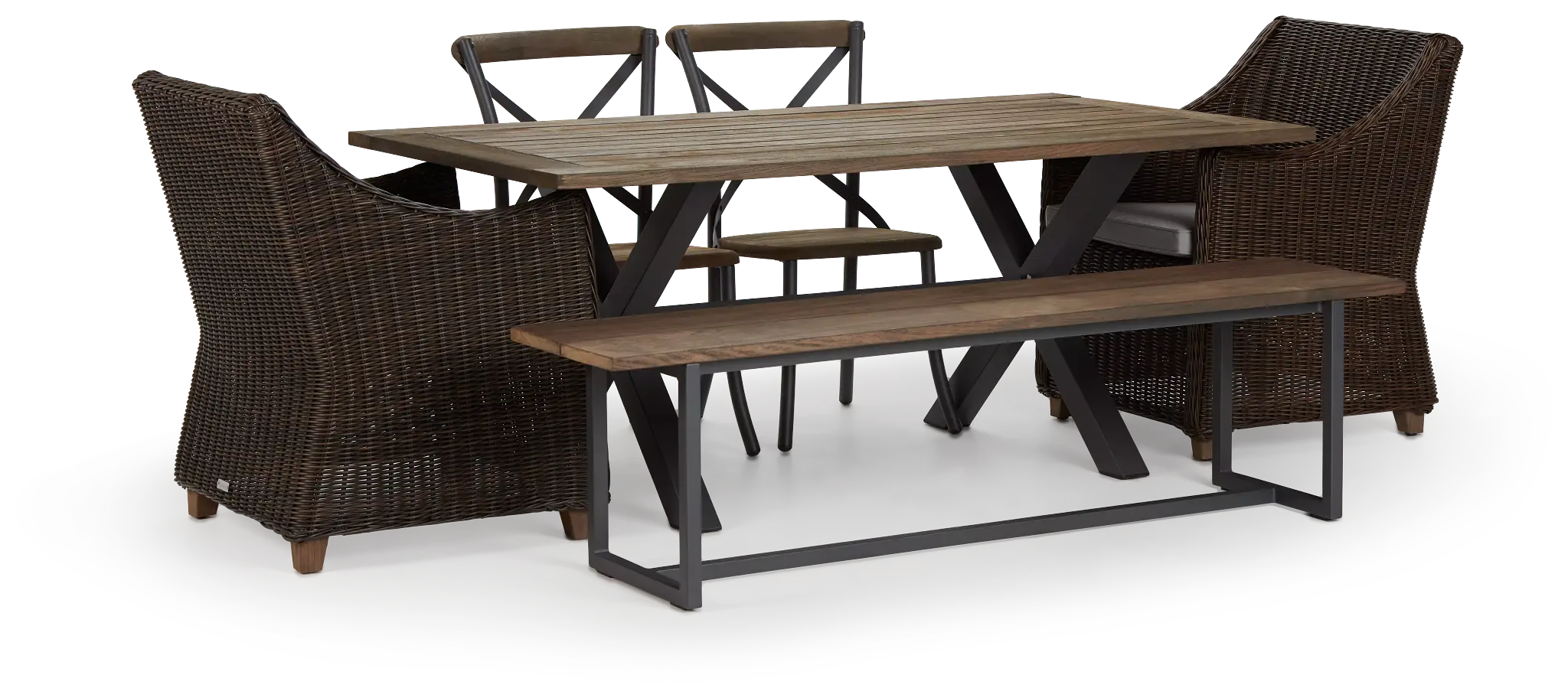 Canyon Dark Brown Gray 72" Rectangular Table & Mixed Chairs Canyon Dark Brown Gray 72" Rectangular Table & Mixed Chairs