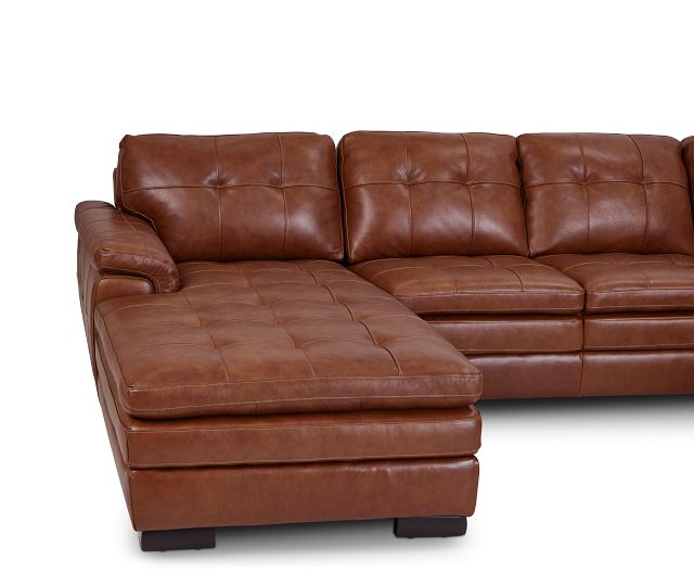 Braden Medium Brown Leather Medium Left Chaise Sectional