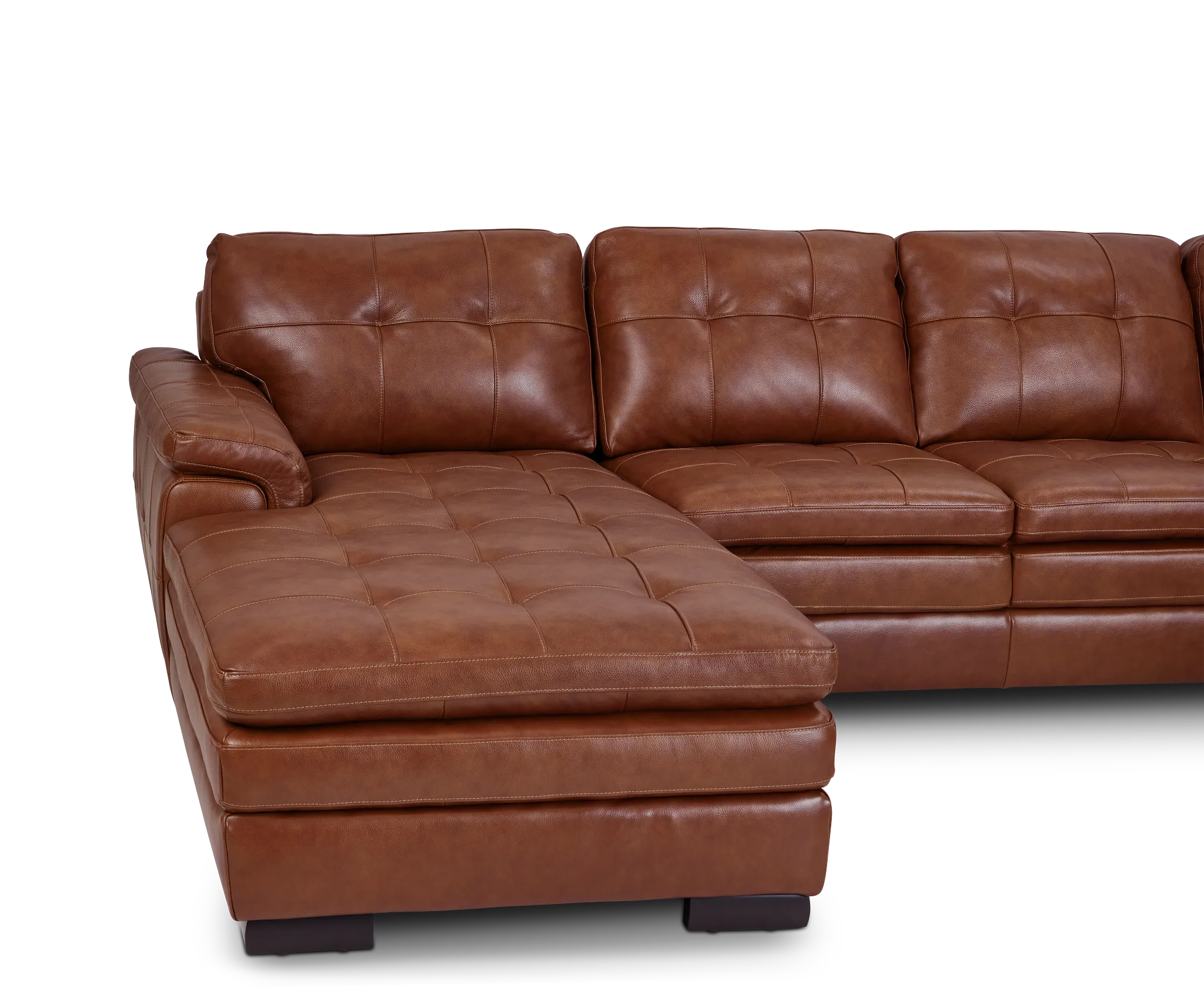 Braden Medium Brown Leather Medium Left Chaise Sectional