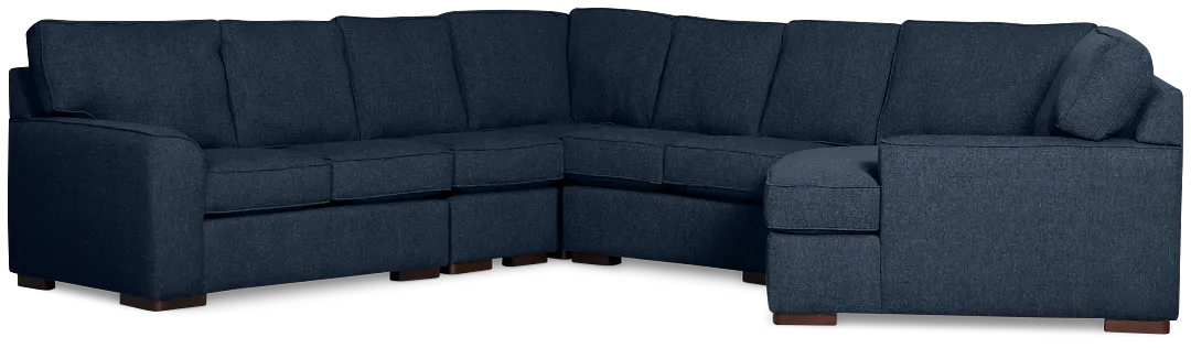 Sinclair Dark Blue Fabric Large Right Cuddler Sectional