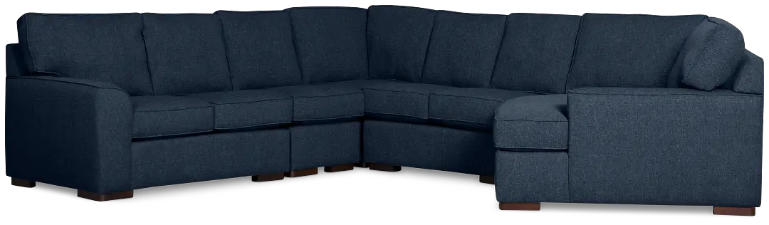 Sinclair Dark Blue Fabric Large Right Cuddler Sectional Sinclair Dark Blue Fabric Large Right Cuddler Sectional