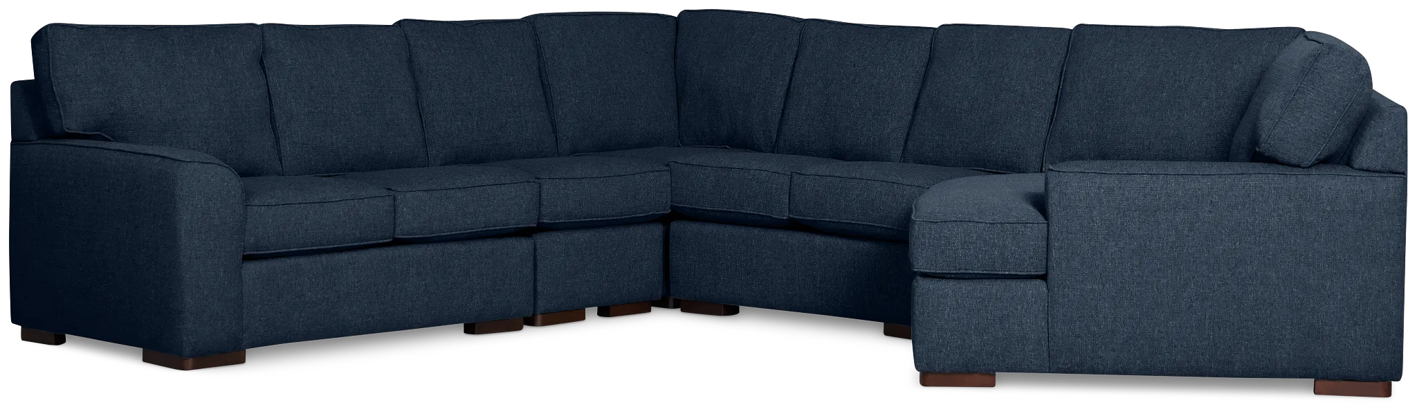 Sinclair Dark Blue Fabric Large Right Cuddler Sectional