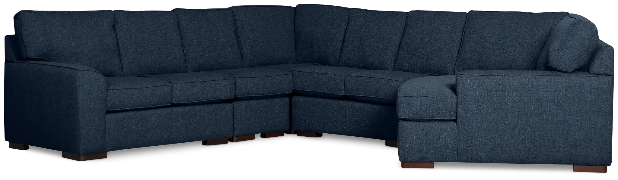 Sinclair Dark Blue Fabric Large Right Cuddler Sectional Sinclair Dark Blue Fabric Large Right Cuddler Sectional