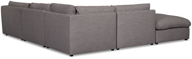 Serena Gray Fabric 5-piece Left Facing Bumper Sectional