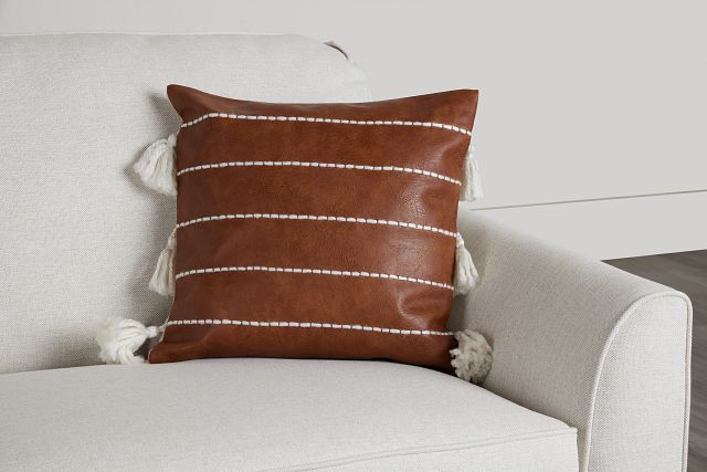Georgi Brown Leather Accent Pillow