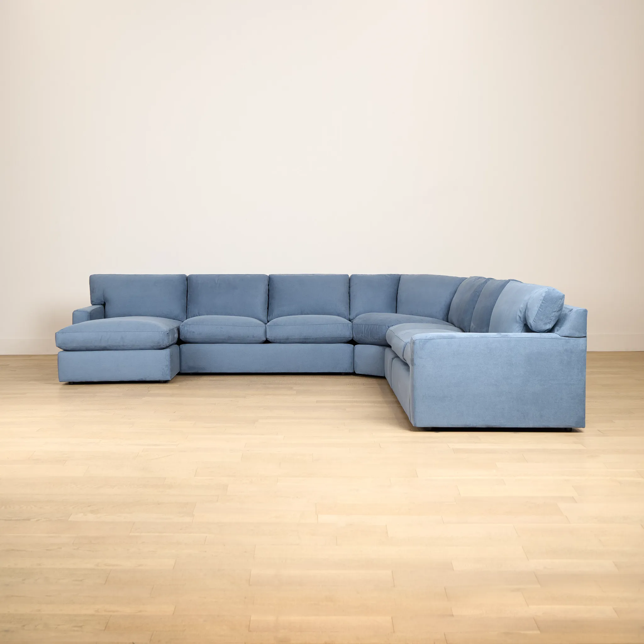 Hudson Blue Fabric Large Left Chaise Wedge Sectional