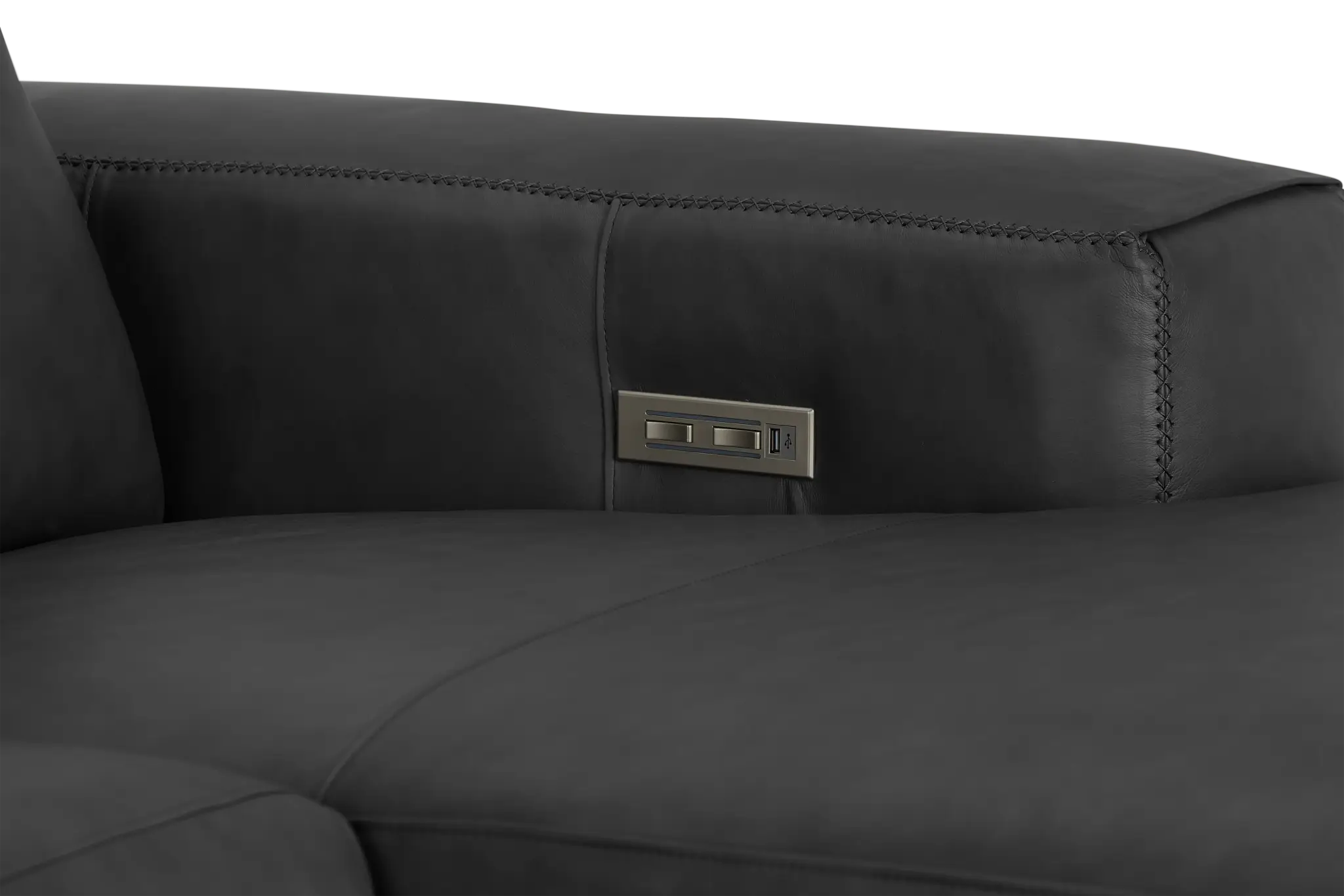 Elba Dark Gray Leather Small Dual Power Right Chaise Sectional Elba Dark Gray Leather Small Dual Power Right Chaise Sectional