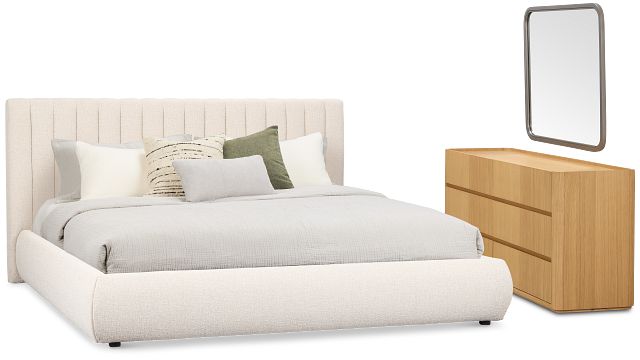 Nomad Light Beige Uph Platform Bedroom With Light-tone Cases