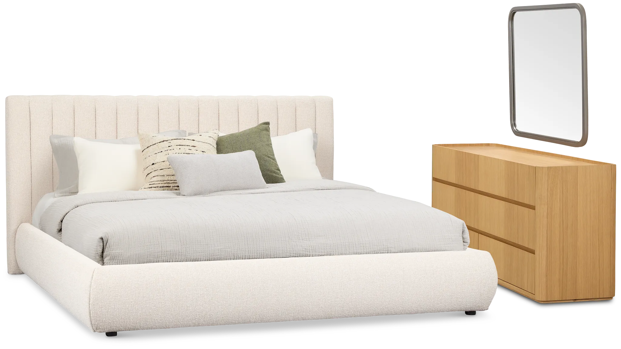 Nomad Light Beige Uph Platform Bedroom With Light-tone Cases