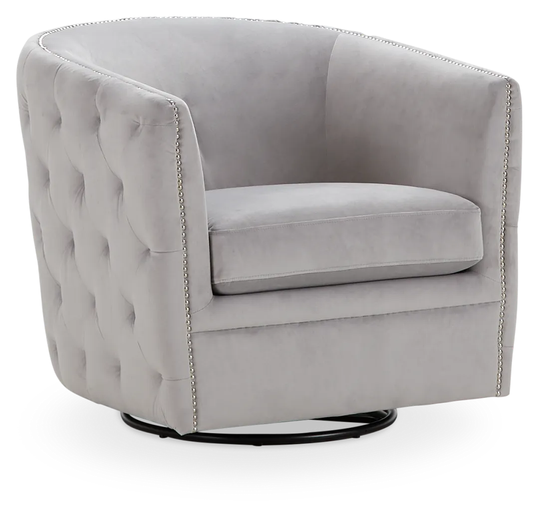 Naomi Gray Micro Swivel Accent Chair