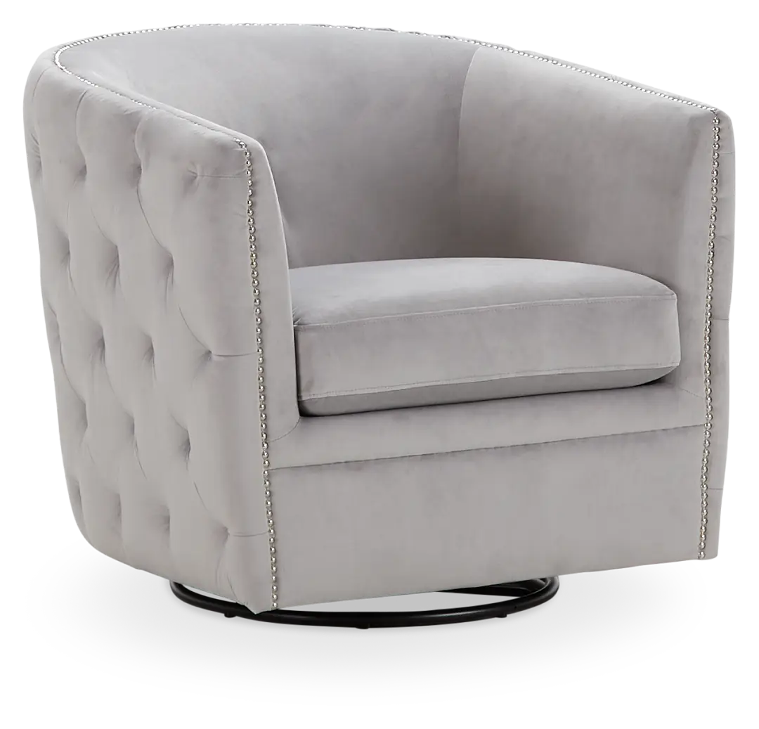 Naomi Gray Micro Swivel Accent Chair Naomi Gray Micro Swivel Accent Chair