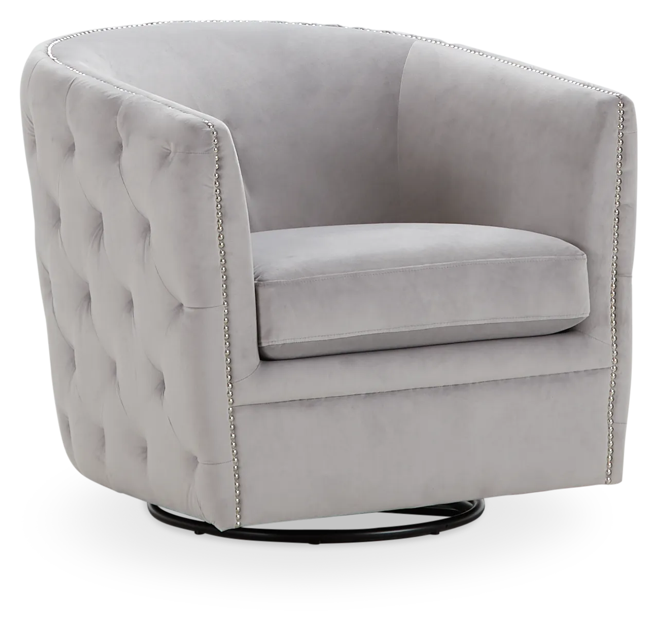 Naomi Gray Micro Swivel Accent Chair