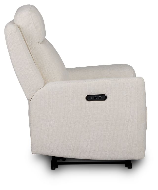 Dean White Fabric Power Recliner