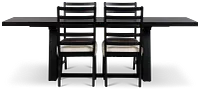 Williamsburg Black Extension Rectangular Table & 4 Upholstered Chairs