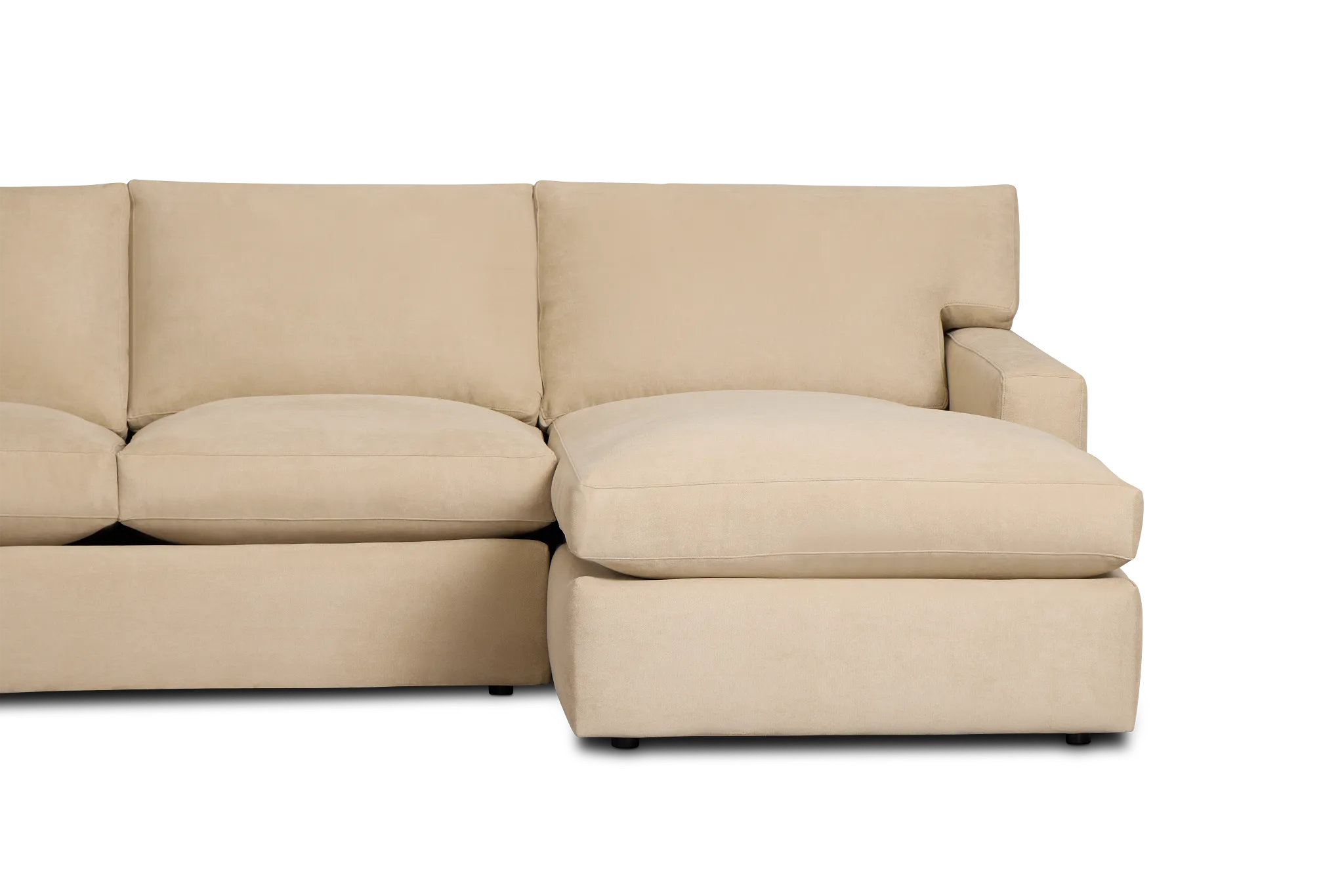 Hudson Beige Fabric Large Right Chaise Wedge Sectional