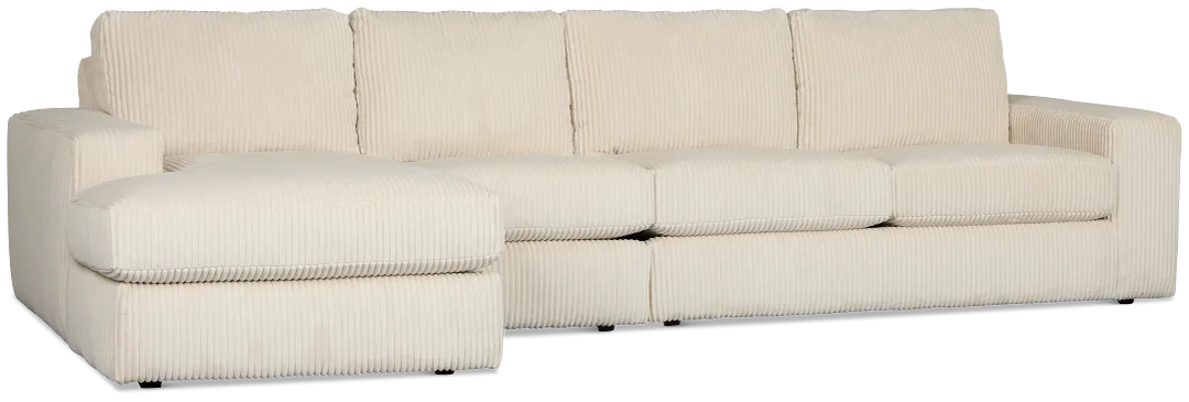 Charlie Ivory Fabric Small Left Chaise Sectional
