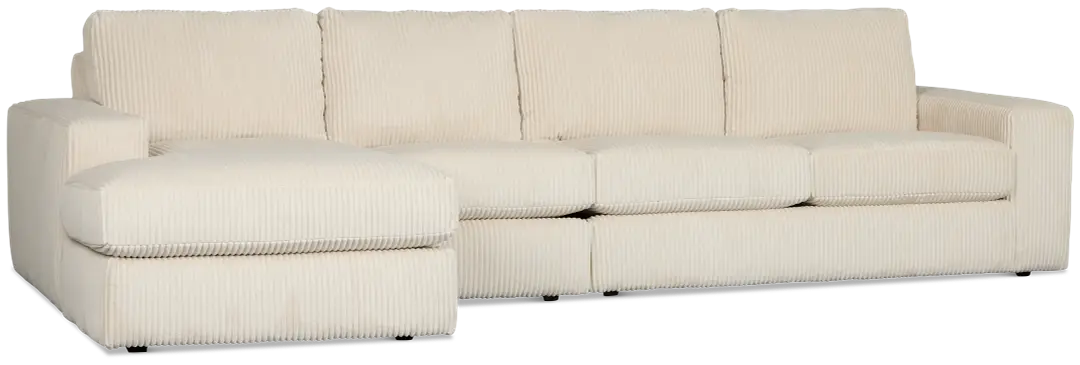 Charlie Ivory Fabric Small Left Chaise Sectional Charlie Ivory Fabric Small Left Chaise Sectional
