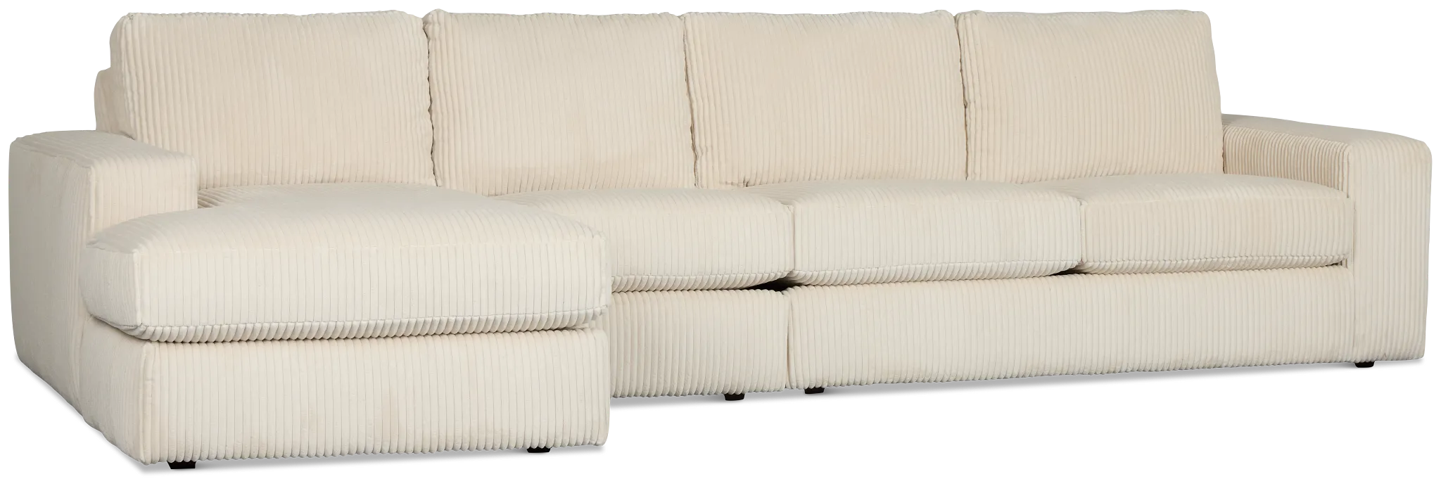 Charlie Ivory Fabric Small Left Chaise Sectional
