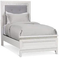 Alessandria White Uph Panel Bed With Lights