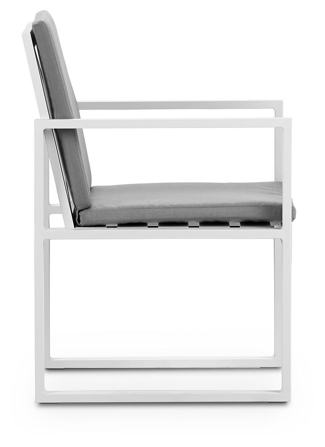 Linear White Dark Gray Aluminum Arm Chair