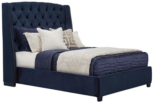 Raven Dark Blue Uph Platform Bed