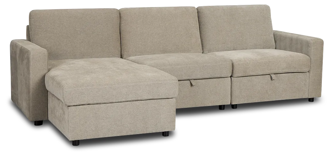 Addie Gray Fabric Left Chaise Storage Sectional