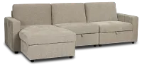 Addie Gray Fabric Left Chaise Storage Sectional