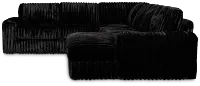 Teddy Black Fabric Medium Right Chaise Sectional