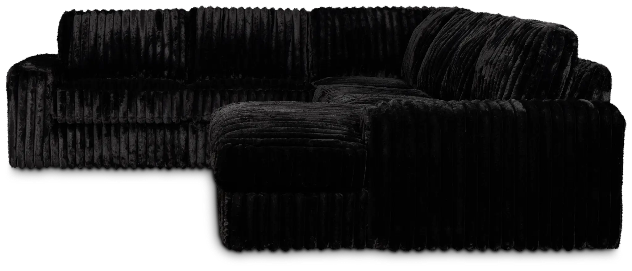 Teddy Black Fabric Medium Right Chaise Sectional Teddy Black Fabric Medium Right Chaise Sectional