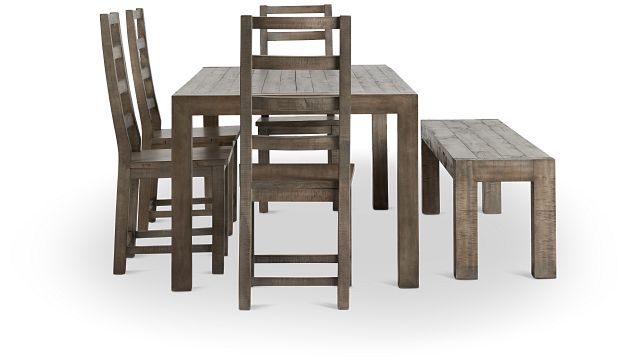 Seattle Gray Rect Table, 4 Chairs & Bench