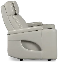 Nova Light Gray Lthr/vinyl Power Recliner W/ Massage