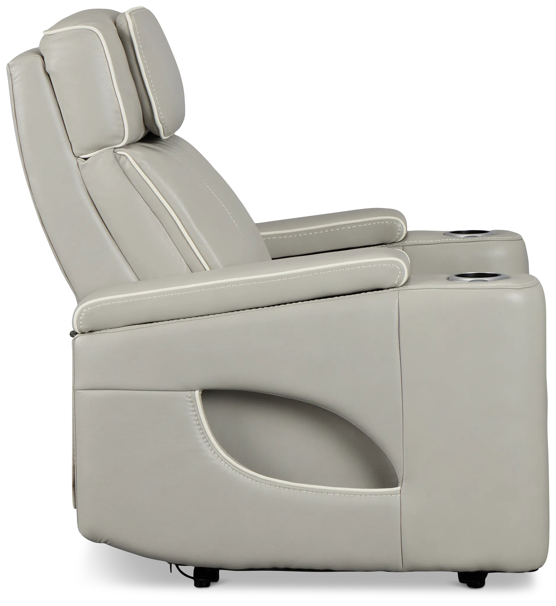 Nova Light Gray Lthr/vinyl Power Recliner W/ Massage