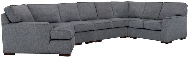 Austin Blue Fabric Large Left Cuddler Sectional