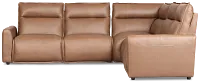 Edison Dark Brown Leather/vinyl Small Triple Power Reclining 2-arm Sectional