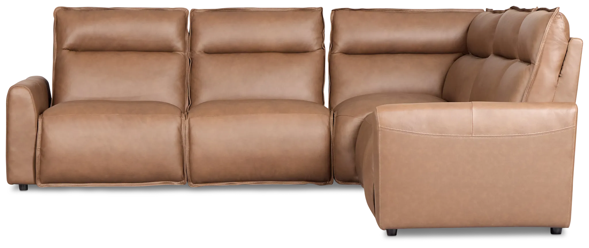 Edison Dark Brown Leather/vinyl Small Triple Power Reclining 2-arm Sectional
