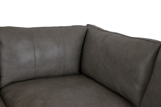 Dawkins Gray Leather Medium Left Chaise Sectional