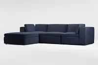 Destin Joya Dark Blue Velvet 4-piece Bumper Sectional