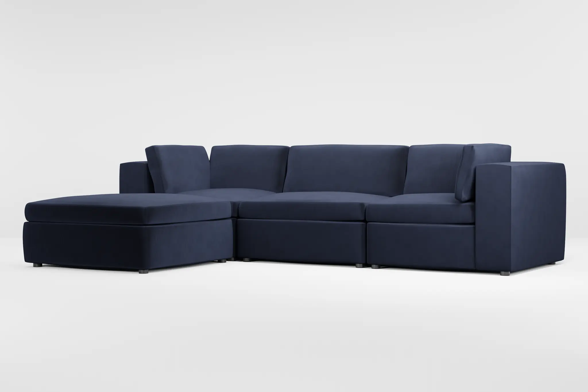 Destin Joya Dark Blue Velvet 4-piece Bumper Sectional Destin Joya Dark Blue Velvet 4-piece Bumper Sectional